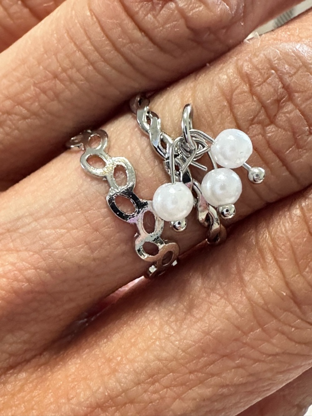 Silver dainty ring set